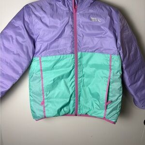 Eddie Bauer Kids Puffer Jacket Reversible Lavender Mint Pink Size M 10 12